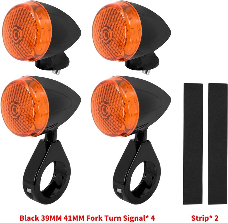 CARGLETRUE LED Turn Signal Light Indicator Blinker 39mm 41mm Fork Clamp Front Rear Fit For Harley Sportster XL 1200 883 (Black Orange) - Image 5